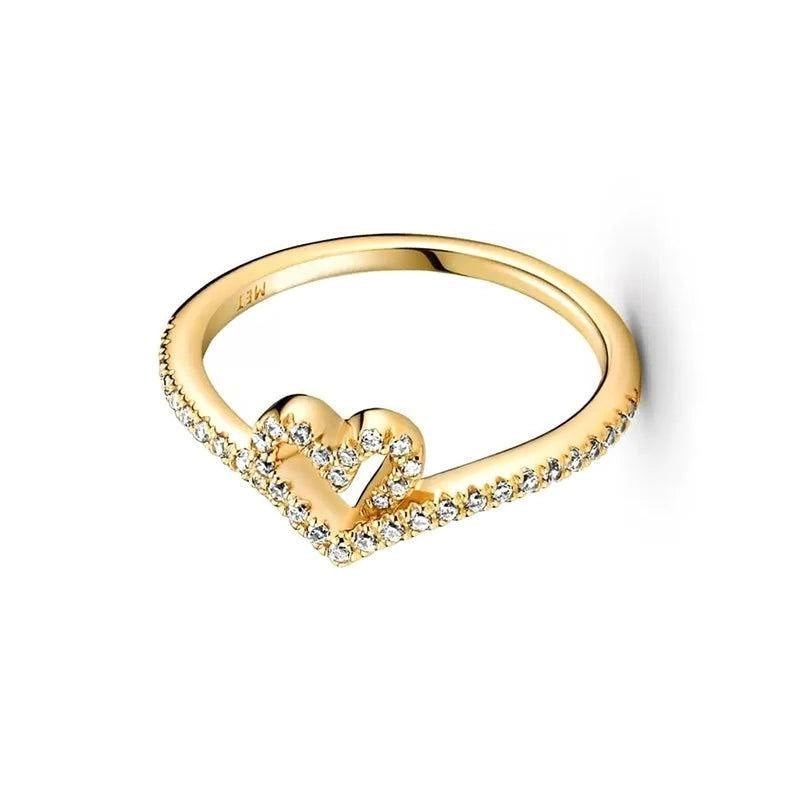 Gold Plated Wishbone Heart Ring at Heart Crafted Gifts