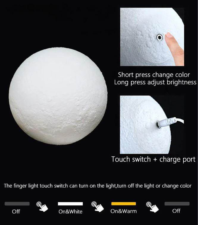 3D Printed Moon Lamp: Moon Light inside your room for home decor - Heart Crafted Gifts