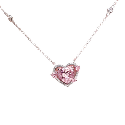 Sparkling Pink Heart Necklace at Heart Crafted Gifts