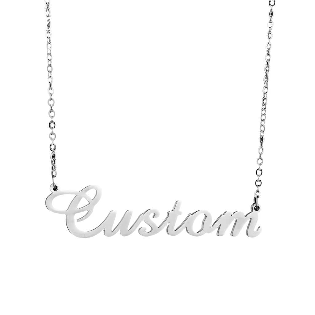 Custom Link Chain Silver Tone Necklace With Your Name