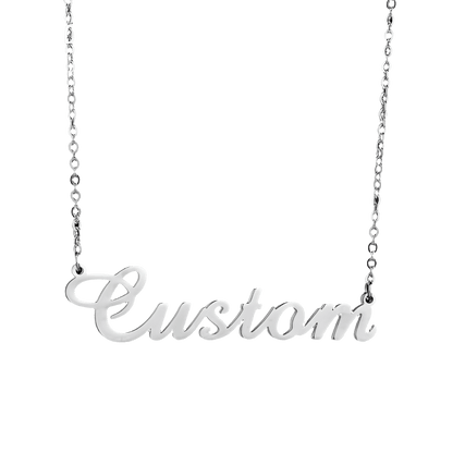 Custom Link Chain Silver Tone Necklace With Your Name