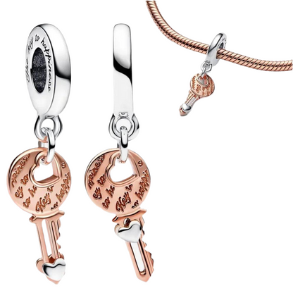 Pandora Rose gold charms: Splittable Keys to share