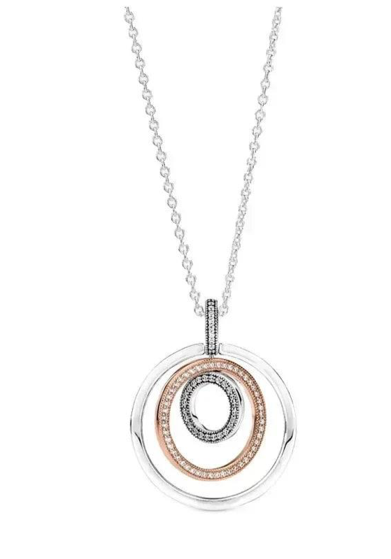 Pandora Two Tone circle Pendant Necklace at Heart Crafted Gifts