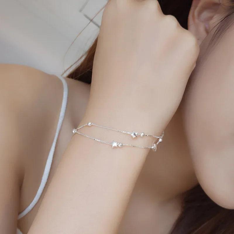 925 Sterling Silver Bracelets: Star, Pearl, Stone, Heart Charms - Heart Crafted Gifts