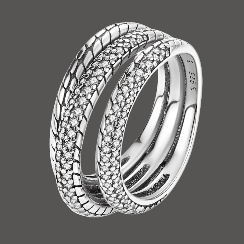 925 Sterling Silver Double Band Sparkling Rings - Heart Crafted Gifts