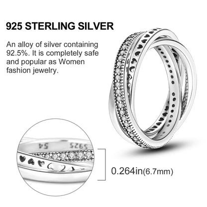 925 Sterling Silver Double Band Sparkling Rings - Heart Crafted Gifts