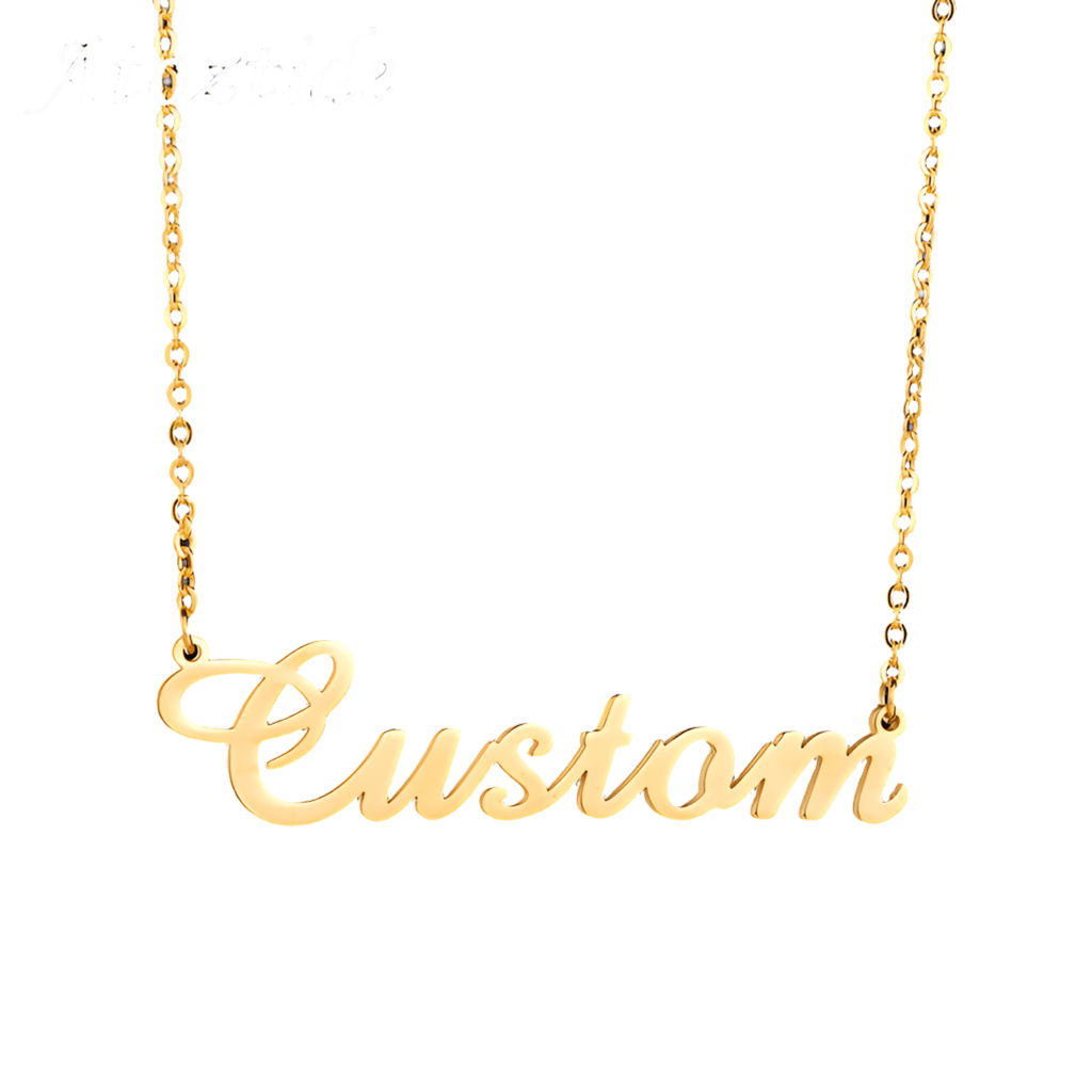 Custom Link Chain Gold Tone Necklace With Your Name