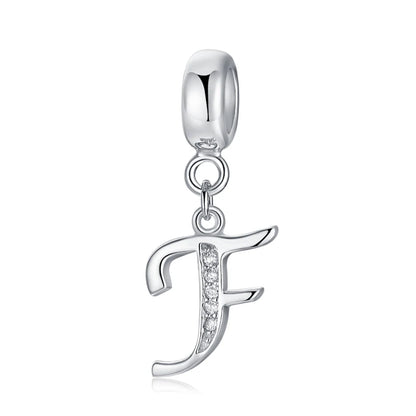 Alphabet A-Z Letter Pendant Charms in 925 Sterling Silver