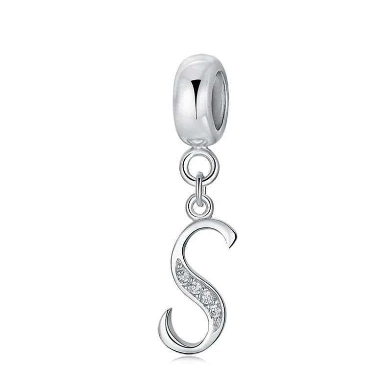 Alphabet A-Z Letter Pendant Charms in 925 Sterling Silver