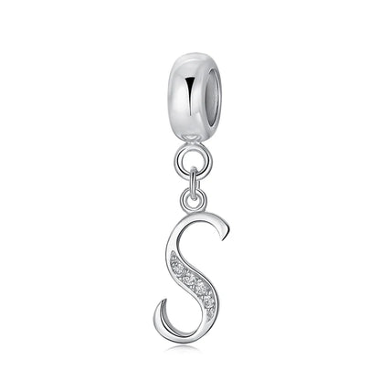 Alphabet A-Z Letter Pendant Charms in 925 Sterling Silver