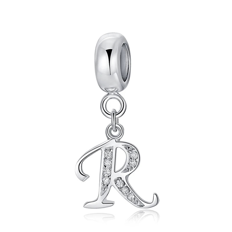 Alphabet A-Z Letter Pendant Charms in 925 Sterling Silver