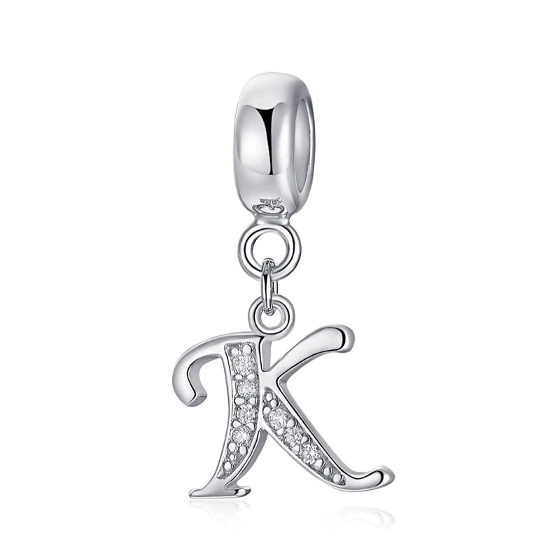 Alphabet A-Z Letter Pendant Charms in 925 Sterling Silver