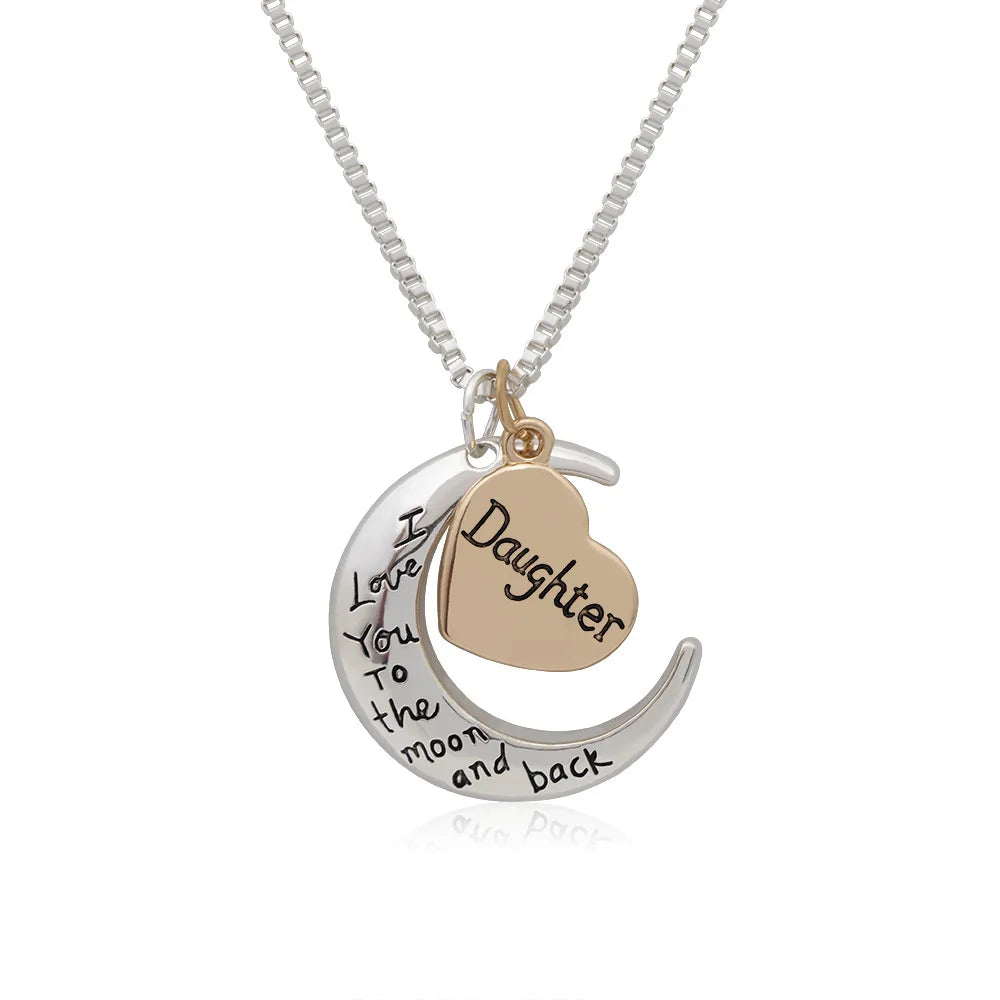 Daughter - "I Love You to the Moon & Back" Heart Pendant Necklace