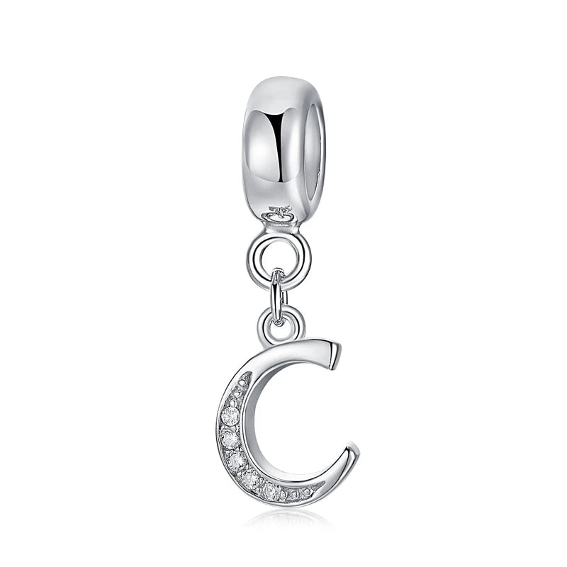 Alphabet A-Z Letter Pendant Charms in 925 Sterling Silver