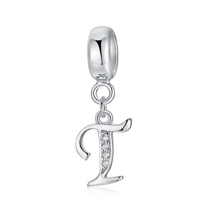 Alphabet A-Z Letter Pendant Charms in 925 Sterling Silver