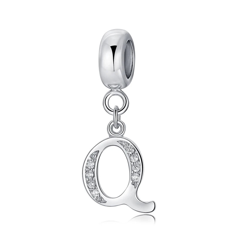 Alphabet A-Z Letter Pendant Charms in 925 Sterling Silver