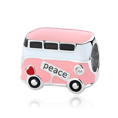 Pink Peace Bus Charm for Pandora Bracelets at Heart Crafted Gifts