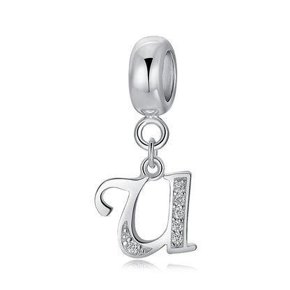 Alphabet A-Z Letter Pendant Charms in 925 Sterling Silver