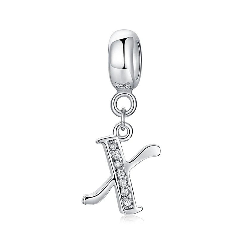 Alphabet A-Z Letter Pendant Charms in 925 Sterling Silver