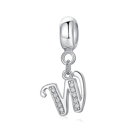 Alphabet A-Z Letter Pendant Charms in 925 Sterling Silver