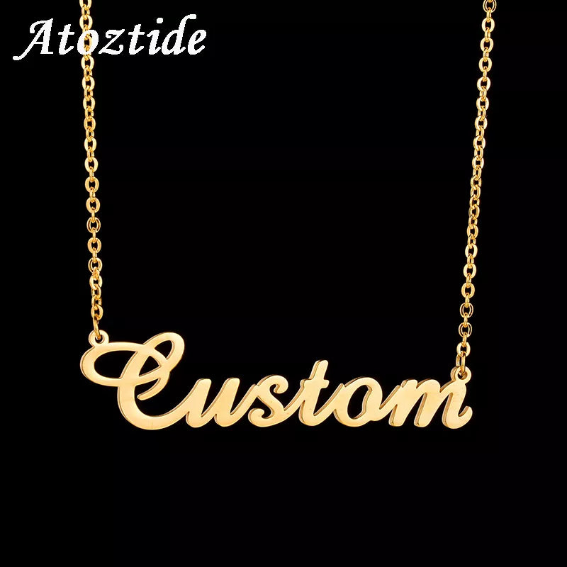 Custom Link Chain Gold Tone Necklace With Your Name