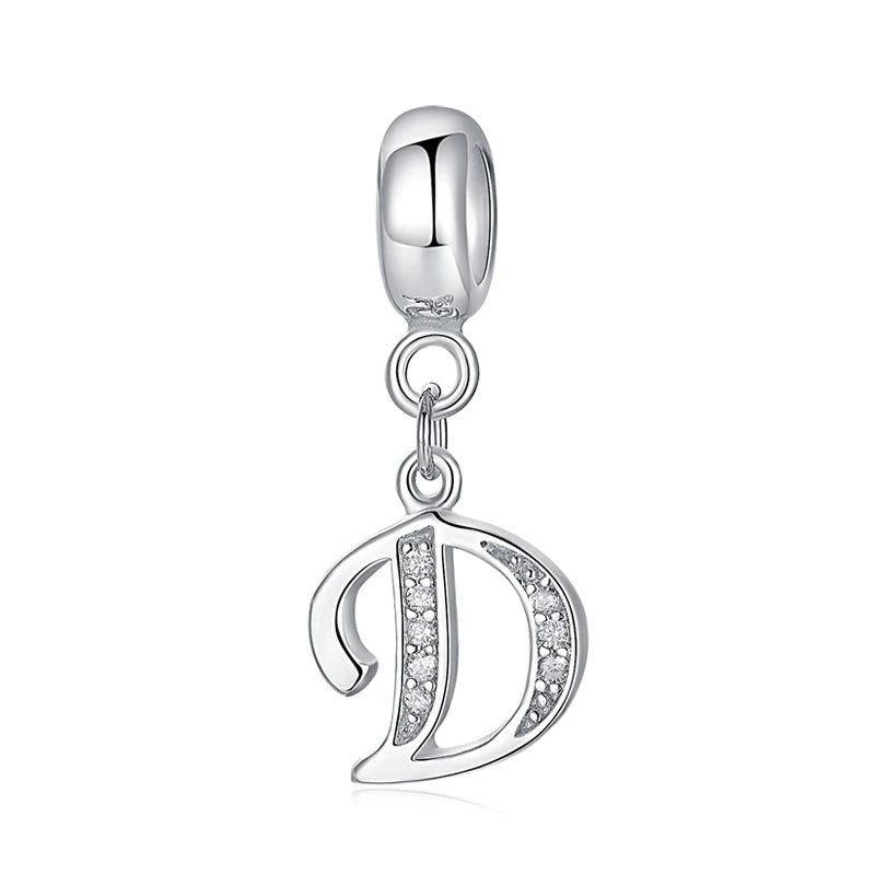 Alphabet A-Z Letter Pendant Charms in 925 Sterling Silver