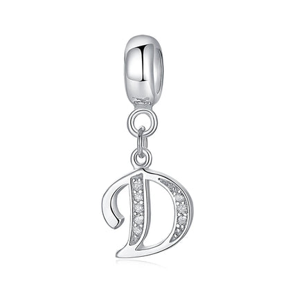 Alphabet A-Z Letter Pendant Charms in 925 Sterling Silver