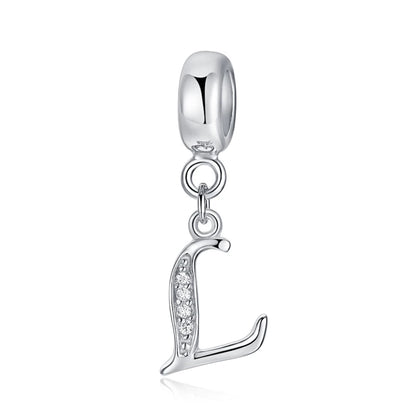 Alphabet A-Z Letter Pendant Charms in 925 Sterling Silver