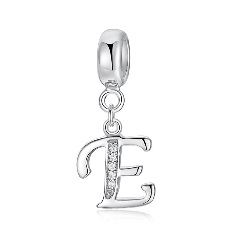 Alphabet A-Z Letter Pendant Charms in 925 Sterling Silver