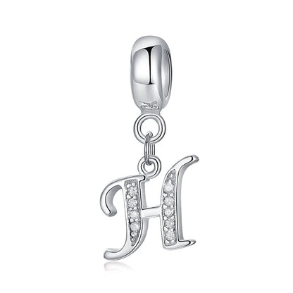 Alphabet A-Z Letter Pendant Charms in 925 Sterling Silver