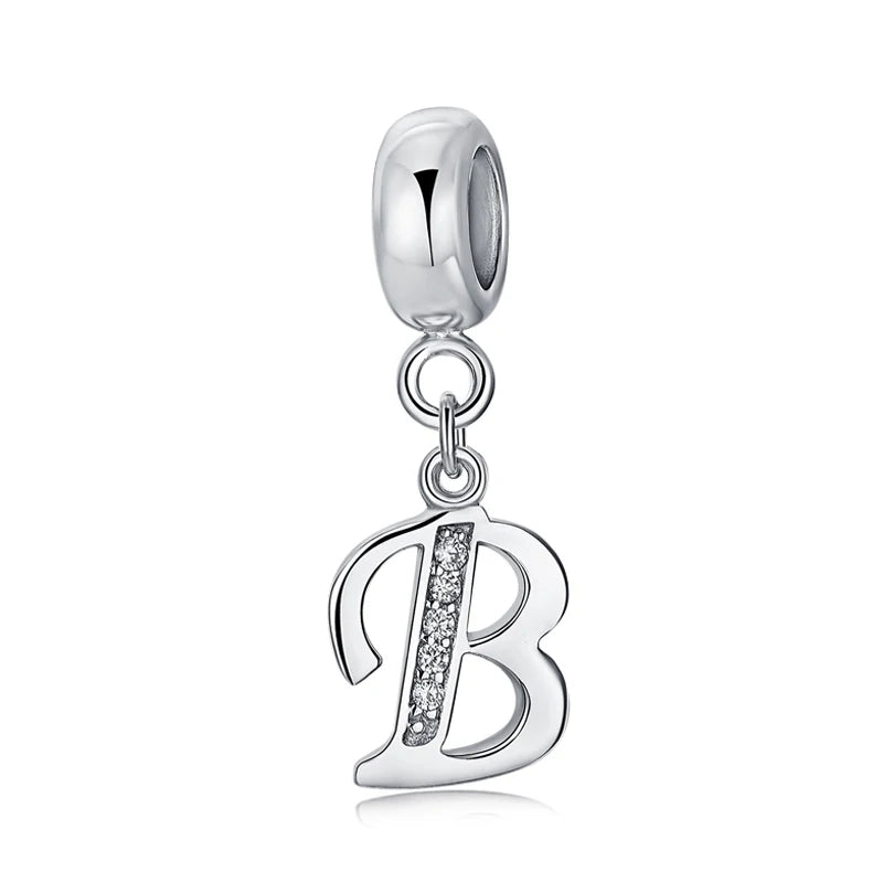 Alphabet A-Z Letter Pendant Charms in 925 Sterling Silver