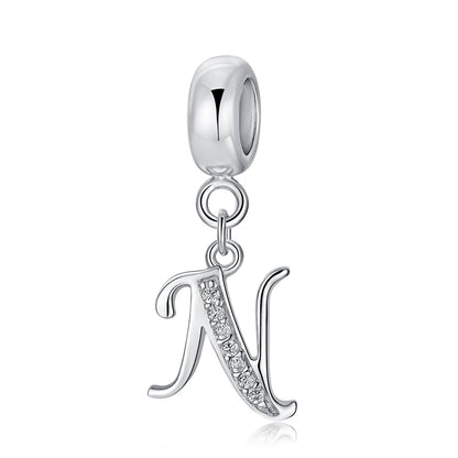 Alphabet A-Z Letter Pendant Charms in 925 Sterling Silver