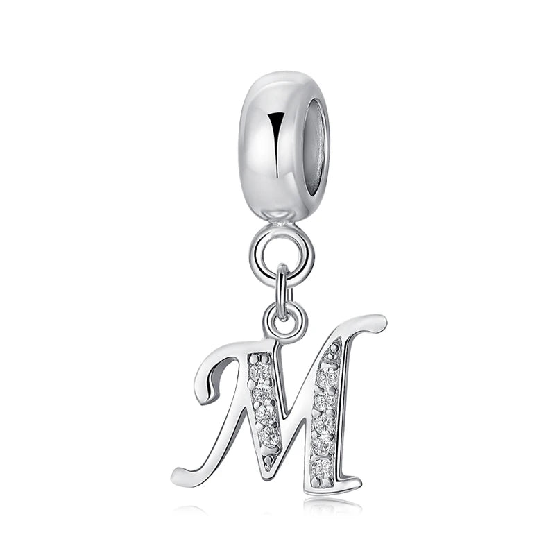 Alphabet A-Z Letter Pendant Charms in 925 Sterling Silver