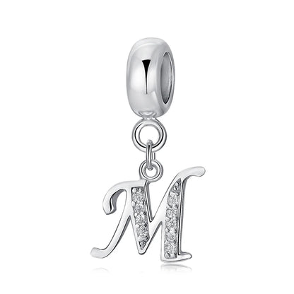 Alphabet A-Z Letter Pendant Charms in 925 Sterling Silver