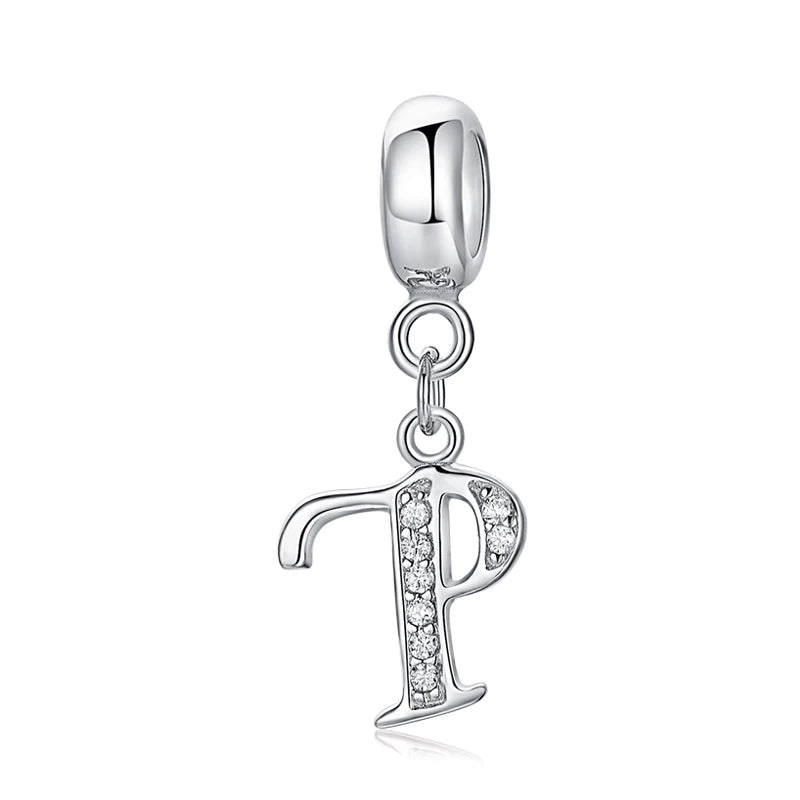 Alphabet A-Z Letter Pendant Charms in 925 Sterling Silver