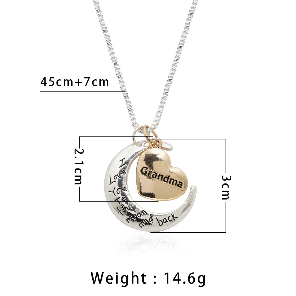 Grandma- "I Love You to the Moon & Back" Heart Pendant Necklace