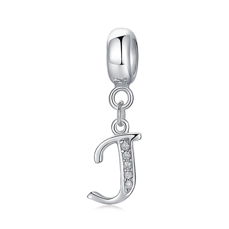 Alphabet A-Z Letter Pendant Charms in 925 Sterling Silver