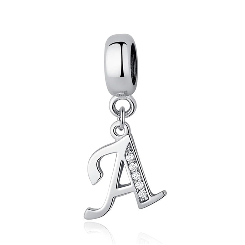 Alphabet A-Z Letter Pendant Charms in 925 Sterling Silver