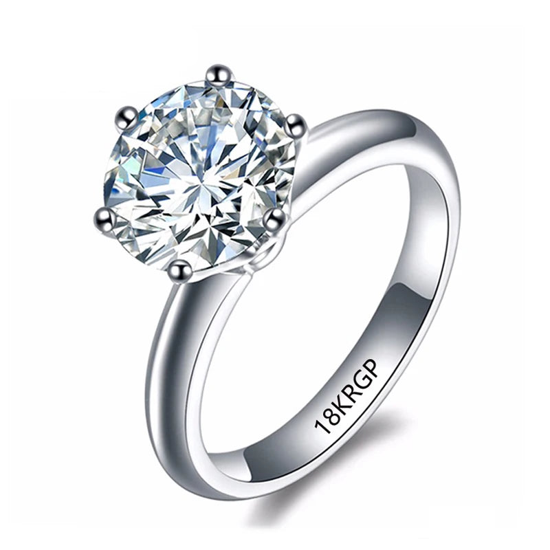 Luxury 18K White Gold Plated Solitaire: Engagement Ring