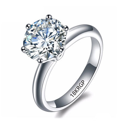 Luxury 18K White Gold Plated Solitaire: Engagement Ring