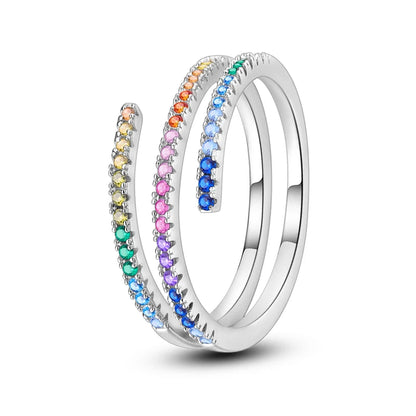 Multi-Colored Stone Spiral Rings in Silver at Heart Crafted Gifts