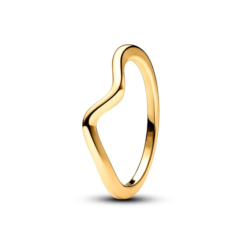 14k Gold Plated Polished Wave Ring in Silver at Heart Crafted Gifts