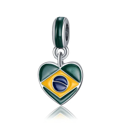 Heart Shaped Brazilian Flag Charm at Heart Crafted Gifts