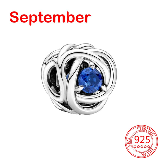 September Birthstone Eternity Circle Charms in Sterling Silver