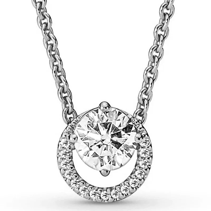 Pandora Design Sparkling Round Halo Collier Necklace in Sterling Silver