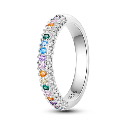 Multi-Colored Stone Pave Infinity Rings in Silver at Heart Crafted Gifts