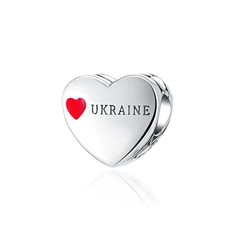 Pandora Travel Charm - Love Ukraine Heart Charm at Heart Crafted Gift