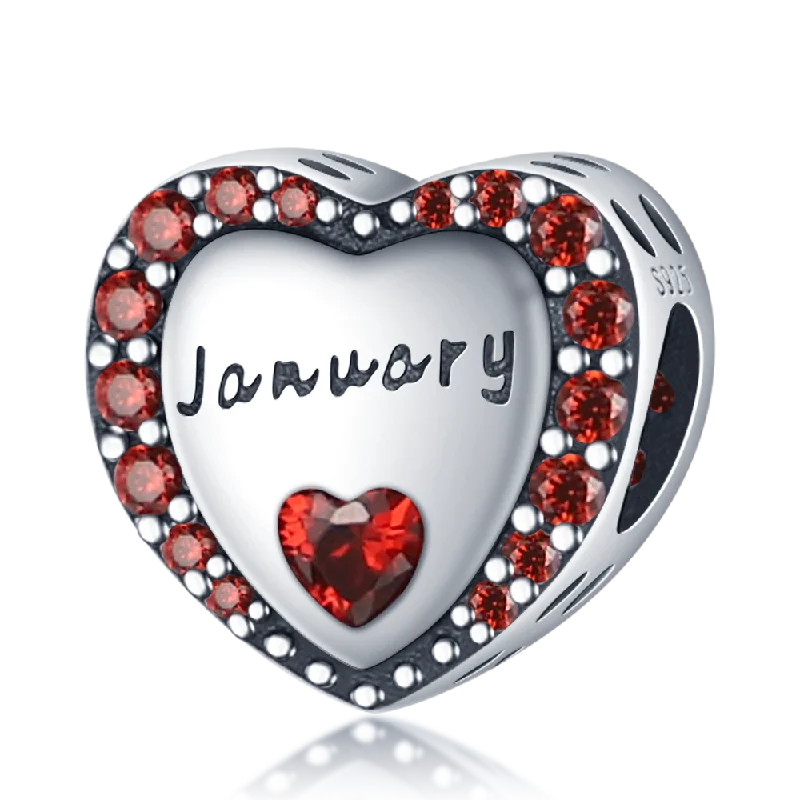 January Heart Birthstone Charms Pandora