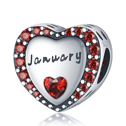 January Heart Birthstone Charms Pandora