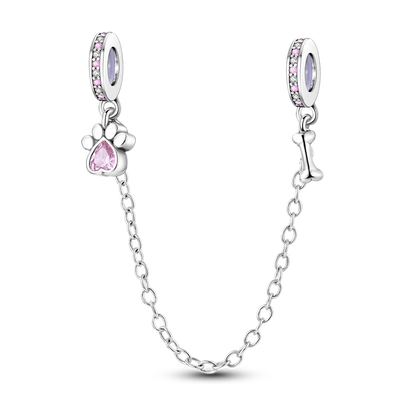 Pink Paws Safety Chain Charms for Pandora Bracelet